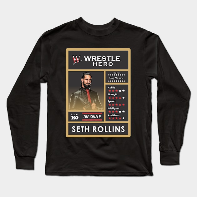 wwe card seth rollins Long Sleeve T-Shirt by Kevindoa